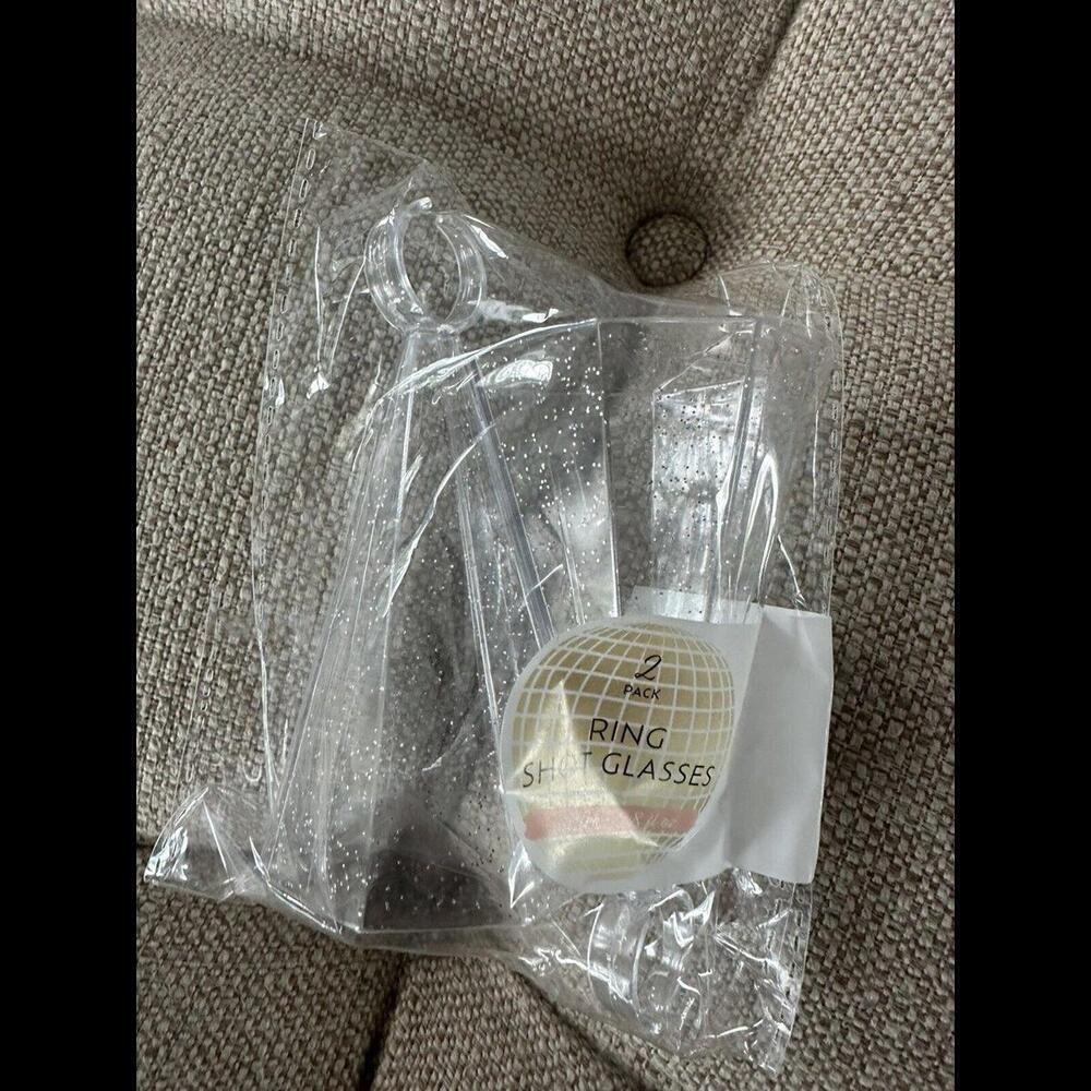 Target Bullseye Playground Glitter Ring Shot Glasses (2 Ct) NIP